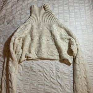 Cream cropped turtleneck sweater!